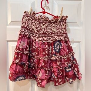 NWT Jennifer & Grace Smocked Waist Mini Skirt Floral Multicolor Sz XL Festival